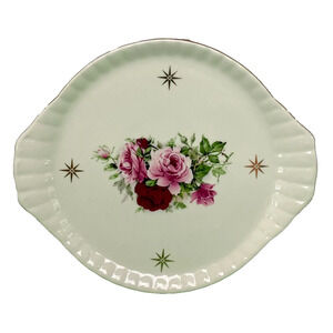 Vtg Formalities By Baum Bros 8" Jewelry Tray Accessori Ivory Gold Victorian Rose